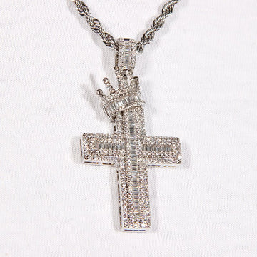 Iced Crown Cross Pendant ZUU KING